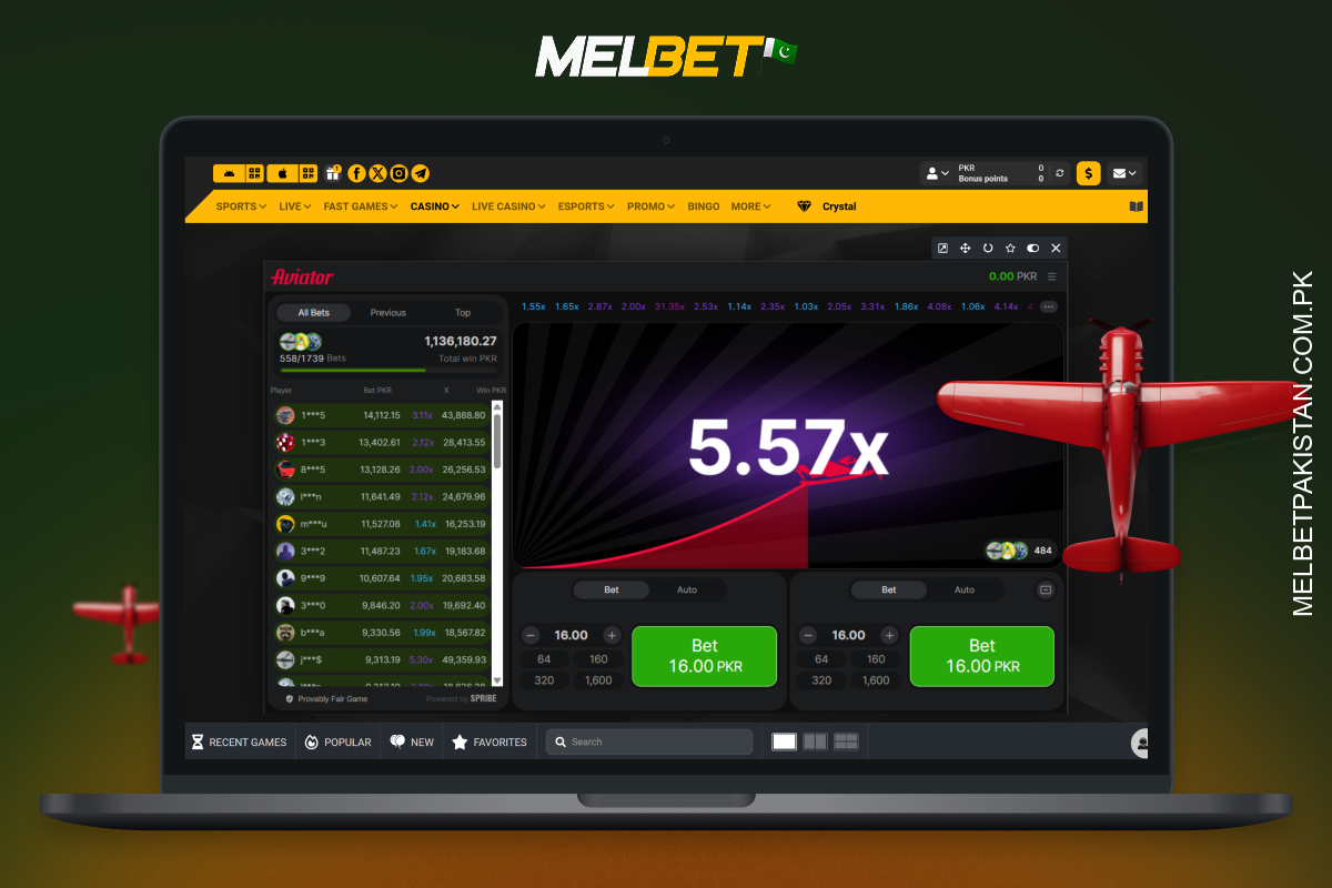 The Aviator game at Melbet is popular among casino players in Pakistan