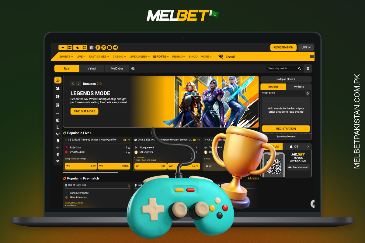 At Melbet Pakistan, esports allows you to place pre-match and live bets on games such as CS:GO, Dota 2, and others
