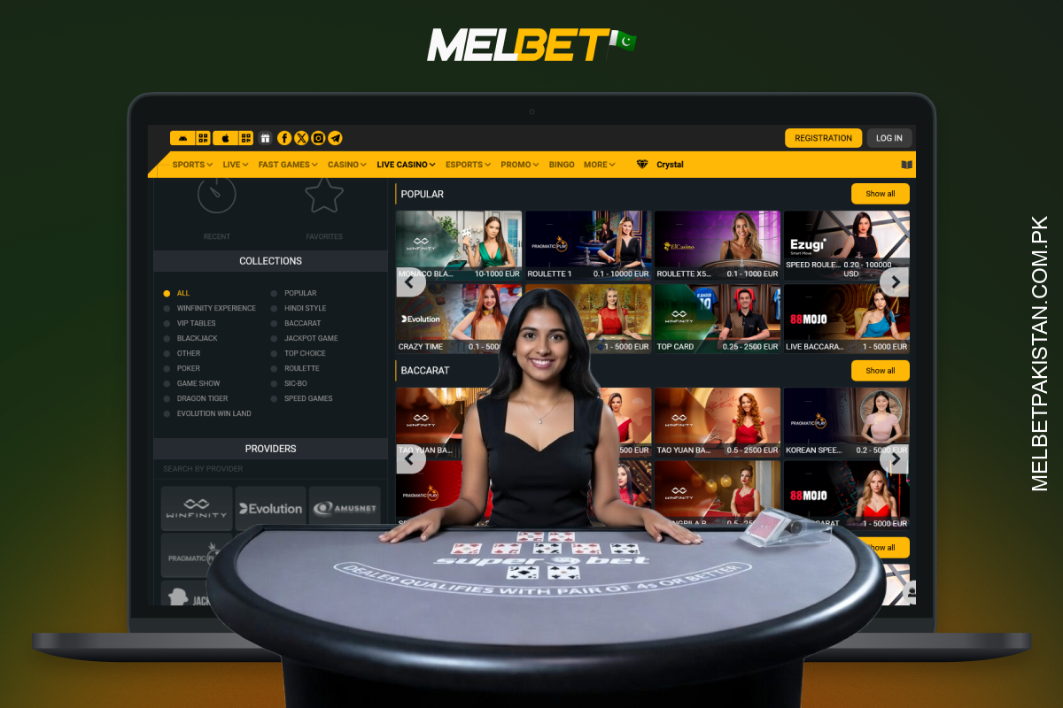 Melbet Live Dealers offers HD broadcasts of blackjack, baccarat and roulette with live dealers, VIP tables and multi-user games