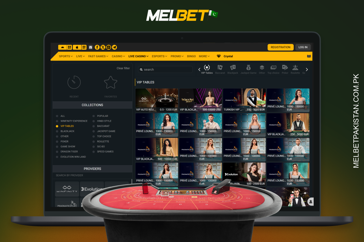 Melbet Pakistan table games, including blackjack, poker and baccarat, as well as progressive jackpots and tournaments